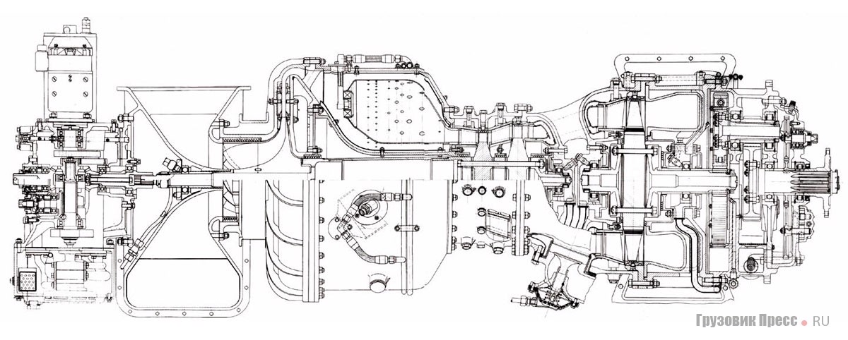 Схема ГТД НАМИ-050 (чертеж В.К. Фесенко)