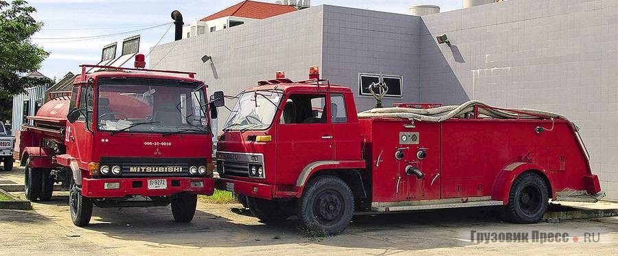 Mitsubishi-Fuso FK416 и Isuzu JCR500 на службе в пожарной части Бангкока с кузовами местной таиландских компаний