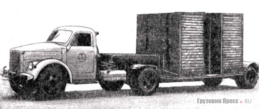 ГАЗ-51П в паре с низкорамным полуприцепом-контейнеровозом А-835 («клон» полуприцепа автобазы № 32) производства завода № 27 треста ГАРО