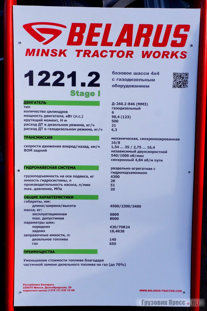 [b]МТЗ-1221.2[/b] - трактор с газодизельным оборудованием класса 1.4