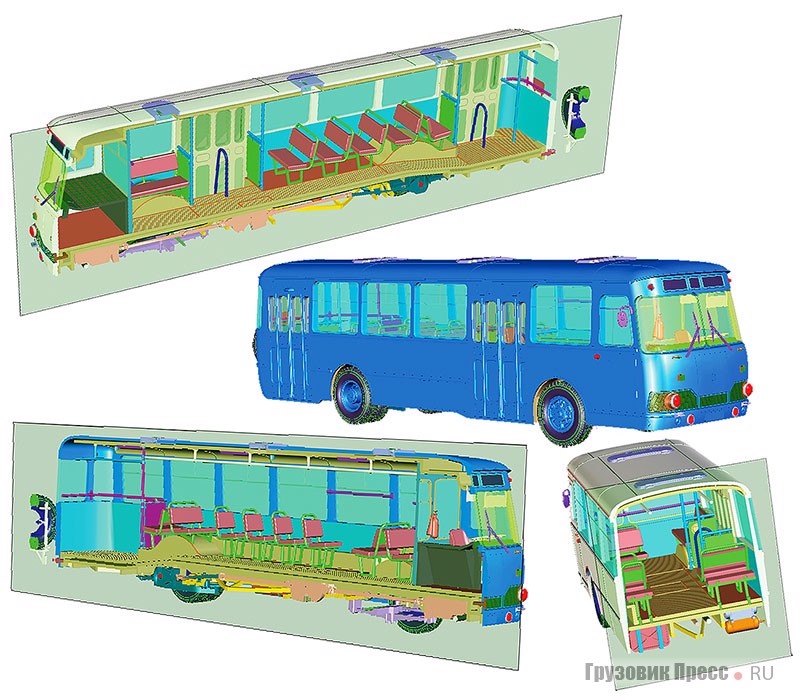 Именно с этого начинается современный промышленный моделизм – с создания 3D-модели будущего автобуса. А уже потом 3D-модель инженеры членят на детали, подбирая наиболее технологически приемлемые варианты