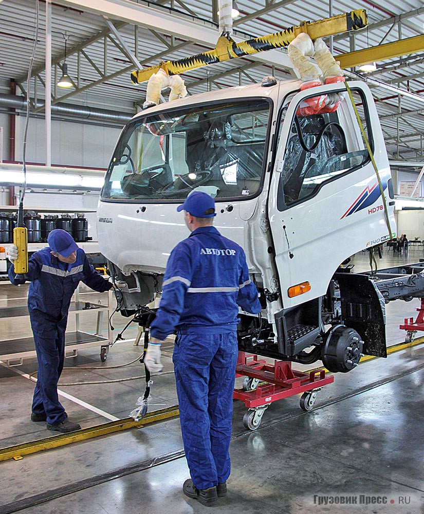 Процесс крупноузловой сборки популярных в России Hyundai HD78, но, вероятно, скоро его сменит новая модель