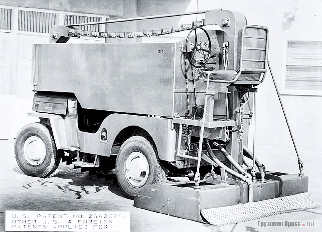 Ледовый комбайн (ice resurfacer) знаменитой на весь мир марки Zamboni на шасси Jeep CJ-3B. Иммигрант итальянского происхождения Франко Дзамбони получил патент на своё изобретение 16 мая 1949 г.