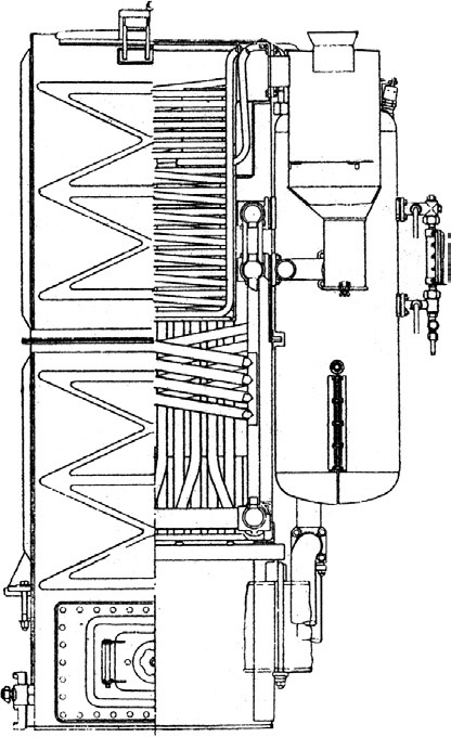 Продольный разрез котельного агрегата