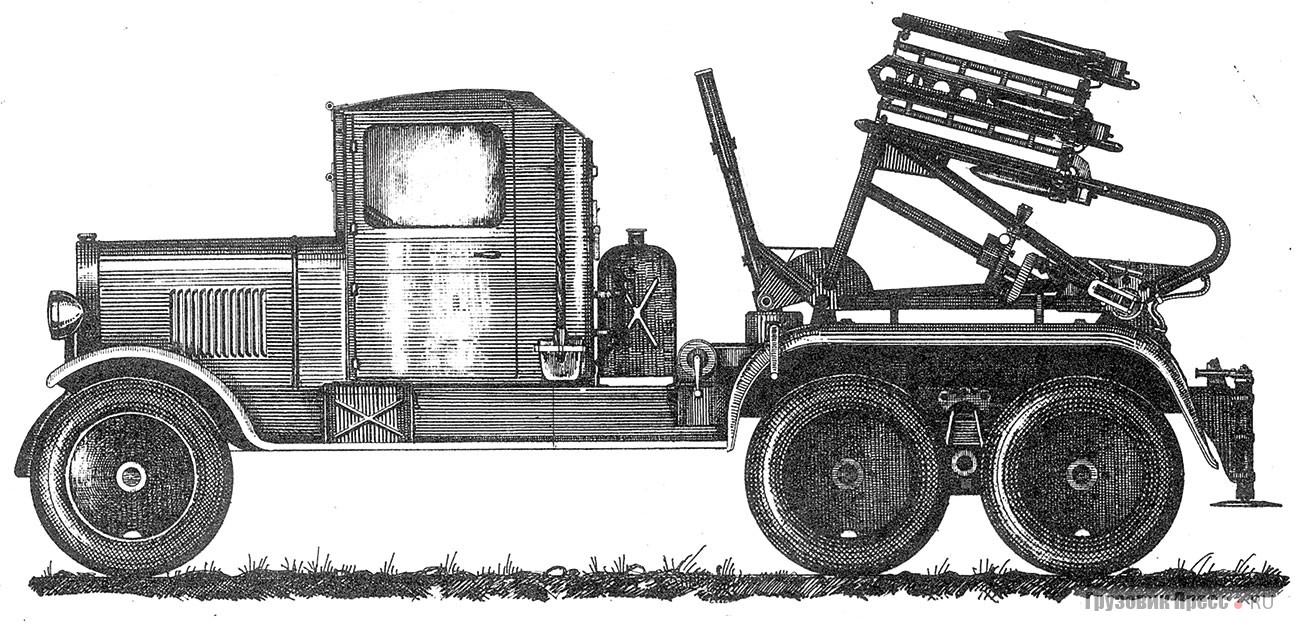 Установка М-8-36 на доработанном шасси грузового автомобиля ЗИС-6