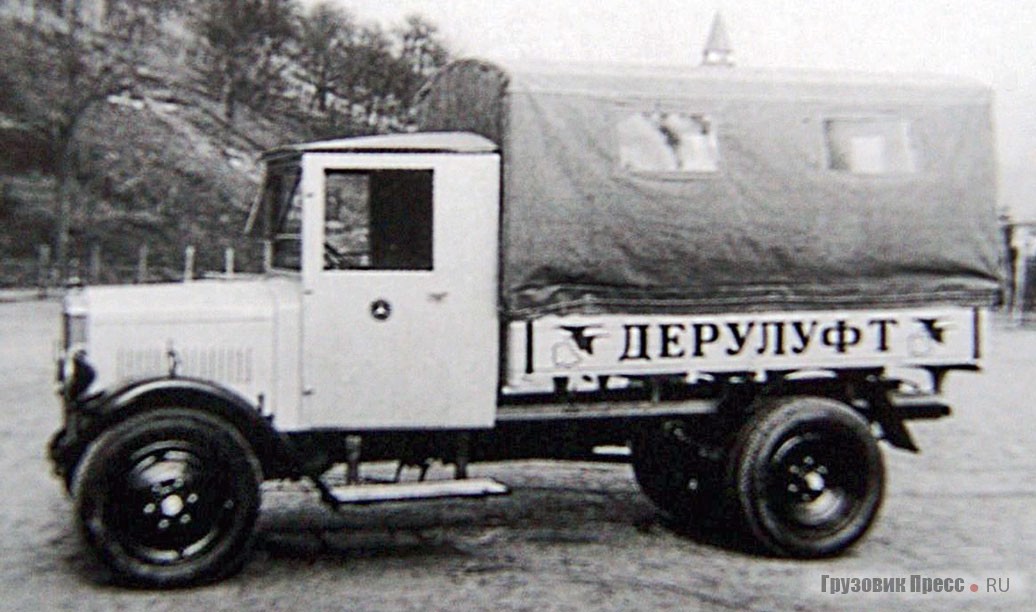 Грузовики Mercedes-Benz L 1 и автобусы Mercedes-Benz N 1 обслуживали созданное 24.11.1921 г. Русско-Германское акционерное общество воздушных сообщений «Дерулуфт» (Deutsch-Russische Luftverkehrs AG – Deruluft), просуществовавшее до 31.03.1937 г. Машины работали на открывшейся 01.05.1922 г. линии Кёнигсберг–Москва. Фотографии 1929–1931 гг.