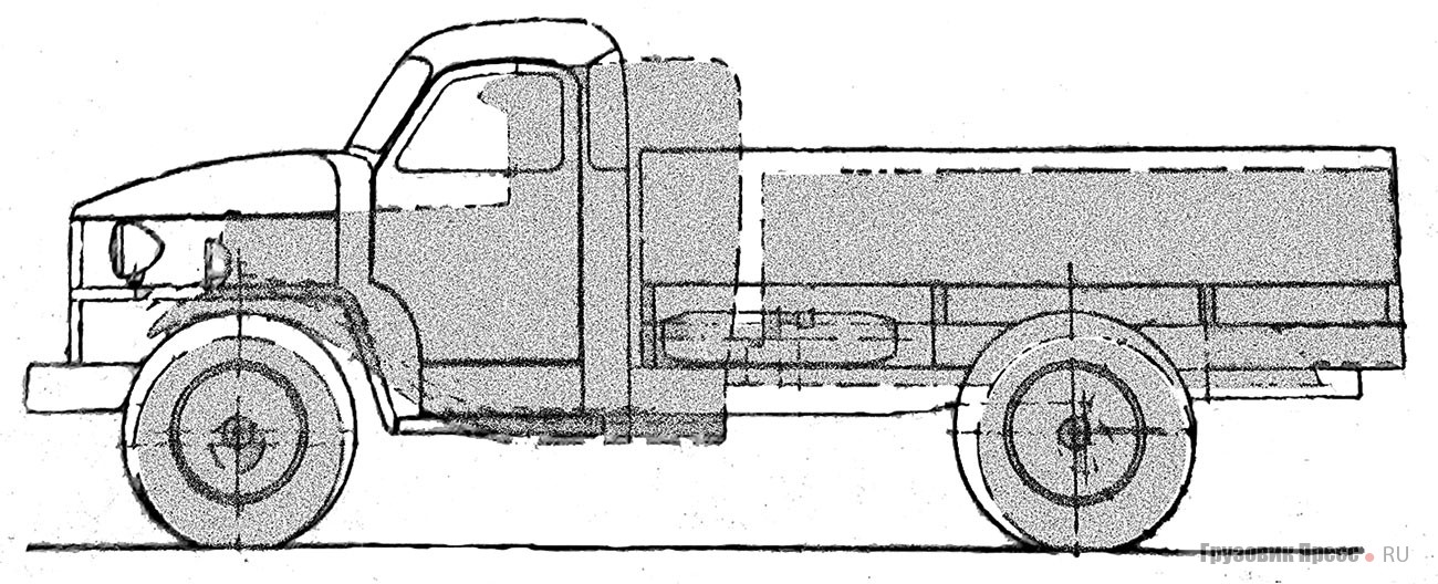 Сравнительные габаритные схемы ГАЗ-АА и ГАЗ-51 образца 1944 г.