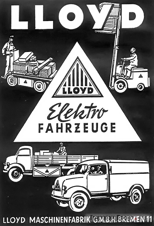 Lloyd Elektrofahrzeuge – электрические грузовики продержались в производстве недолго, но погрузчики и электрокары имели неплохой спрос
