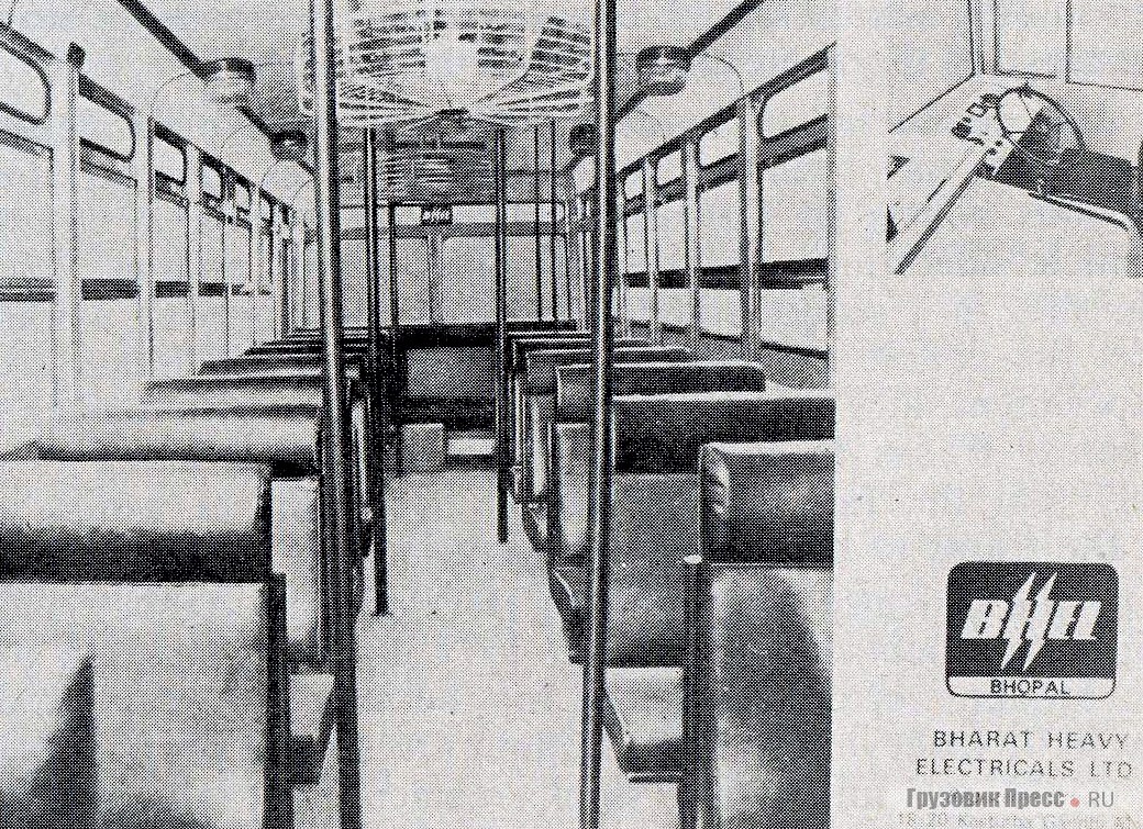 Пассажирский салон и место водителя троллейбуса BHEL для Калькутты