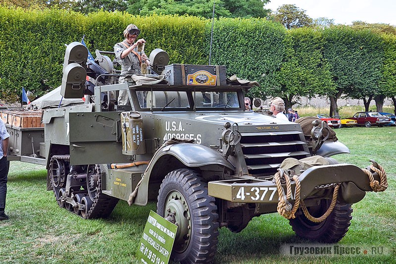 [b]Полугусеничный транспортёр M3 (Half-Track Personnel Carrier M3)[/b]. Во время Второй мировой войны M3 с 6-цилиндровым двигателем мощностью 147 л.с. и машины на его базе в значительном количестве поставляли союзникам США по программе ленд-лиза