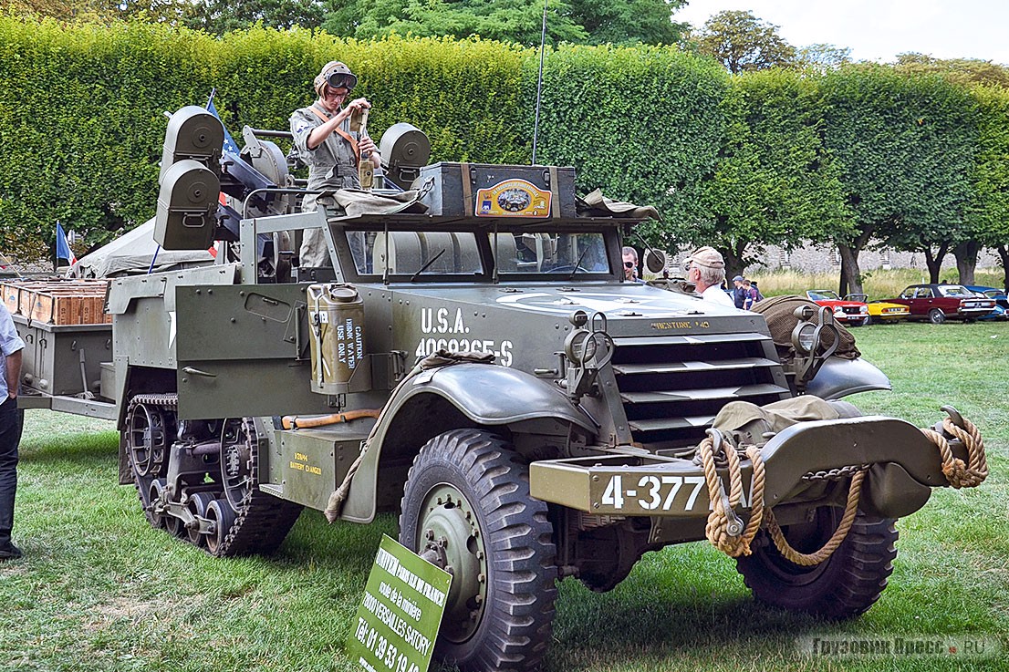 [b]Полугусеничный транспортёр M3 (Half-Track Personnel Carrier M3)[/b]. Во время Второй мировой войны M3 с 6-цилиндровым двигателем мощностью 147 л.с. и машины на его базе в значительном количестве поставляли союзникам США по программе ленд-лиза