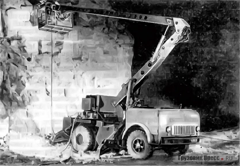 Пневматическая машина ПМЗШ для заряжания шпуров на шасси МАЗ-503 на шахте Джезказгана (Казахская ССР), 1969 г.