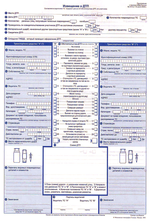 Грамотно заполненный бланк извещения о ДТП – на сегодняшний день основной документ, позволяющий избежать лишних хлопот