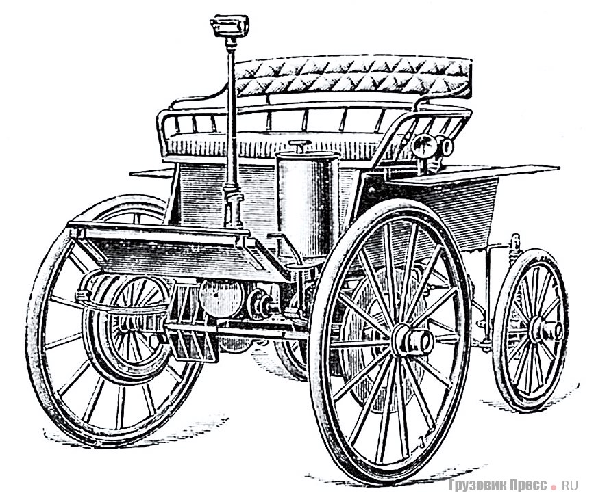 Концепцию электромобилей с передними ведущими и задними поворотными колёсами, вероятно, впервые предложили американские конструкторы Генри Моррис и Педро Сэлом для своей машины Electrobat в 1894 г.