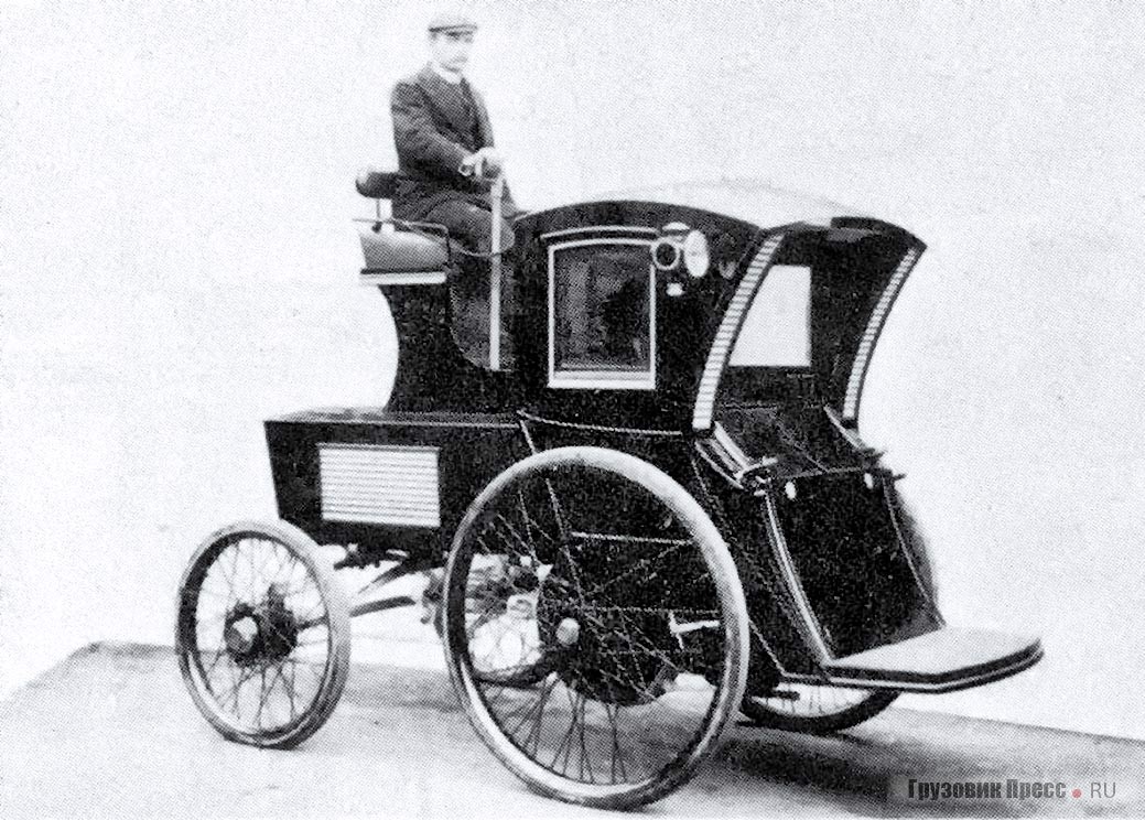 Прокатный электромобиль производства Morris & Salom Electric Carriage and Wagon Co. послужил прототипом не только для нью-йоркских такси фирмы Electric Vehicle Co., но и для первого русского электрокэба марки «Романов». 1898 г.