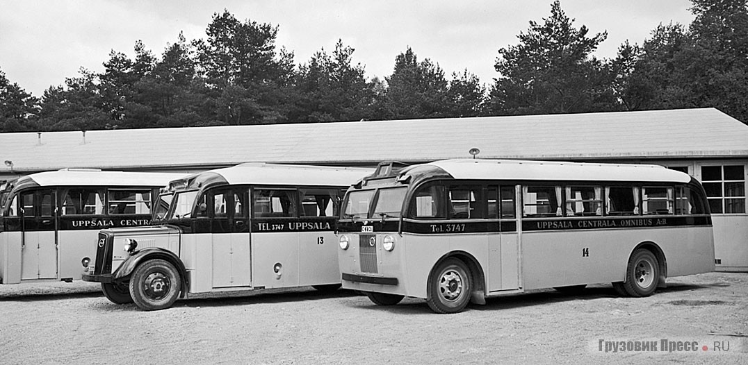 Автобусы Volvo B1 и B2 с кузовами Hägglund & Söner. В 30-х гг. между собой спорили две компоновки, капотная и бескапотная, но были и другие варианты