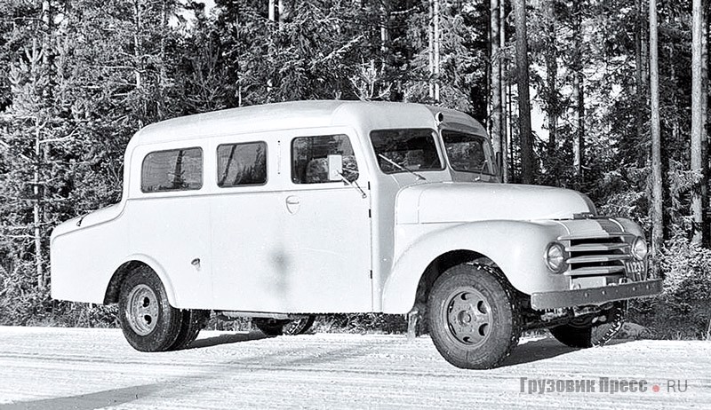 Volvo LV340 заимствовал оперение и капот от таксомотора Volvo PV830. В интегрированный багажник специализированного кузова для лесорубов помещались мотопилы и топоры на целую бригаду, 1951 г.