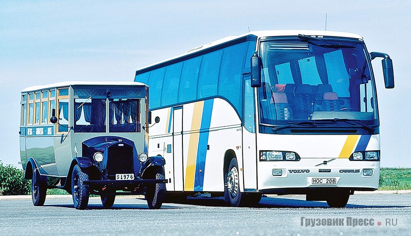 Автобус Volvo LV4 выпуска 1928 г. и финский Carrus Star 602 на шасси Volvo B12B, 1995 г.
