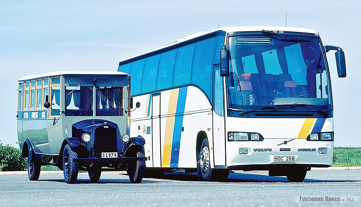 Автобус Volvo LV4 выпуска 1928 г. и финский Carrus Star 602 на шасси Volvo B12B, 1995 г.