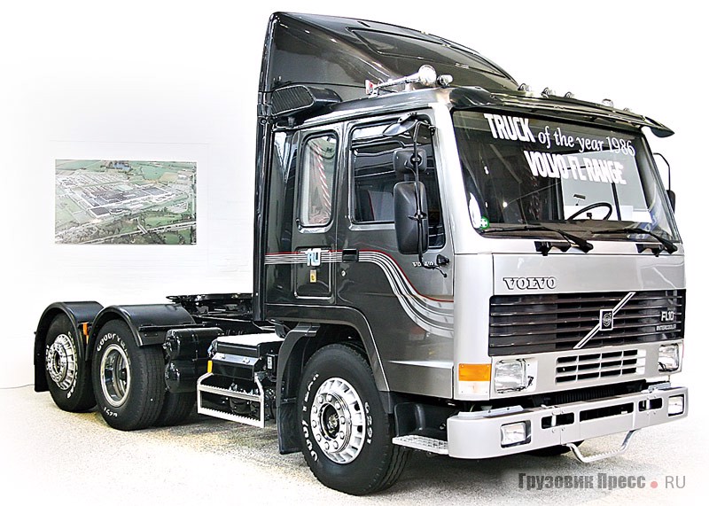 [b]Volvo FL range – «Truck of the Year 1986».[/b] Когда вышел модельный ряд FL6, FL7 и FL10, жюри конкурса «Грузовик года» оценило уникальную эргономику, технические данные, высокую эффективность и операционную стоимость всей гаммы. Двигатели: TD61 (5479 см[sup]3[/sup], 180–207 л.с.), TD71 (6724 см[sup]3[/sup], 230–245 л.с.) и TD101 (9603 см[sup]3[/sup], 275–299 л.с.). В зависимости от модификации, полная масса составляла от 11 до 41 т. Этот модельный ряд FL продержался на конвейере с 1985 по 2000 год включительно