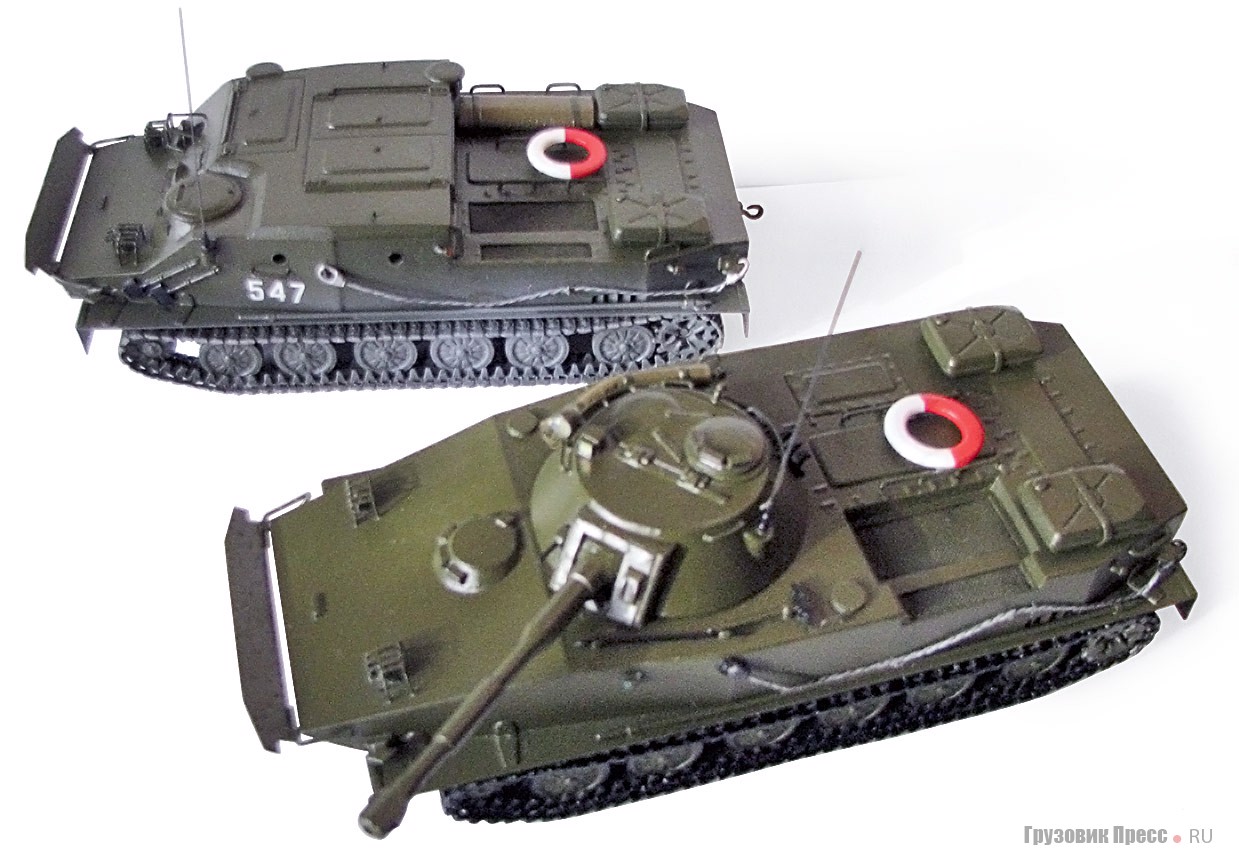 Гусеничный бронетранспортер БТР-50ПК и плавающий танк ПТ-76Б
