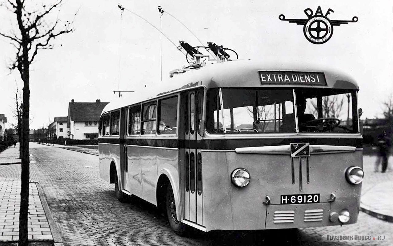 Троллейбус на шасси DAF с кузовом Verheul. 1949 г.