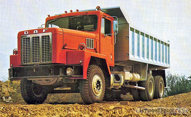 Самосвал DAF NAT2500 – голландская копия машины International Paystar 5000 с 230-сильным двигателем DAF DKA1160. Выпускали в 1973–1979 гг.