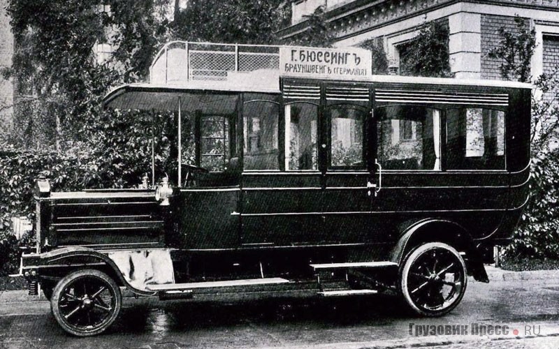 18-местный автобус Büssing  Typ II F с 36-сильным двигателем – участник испытательного пробега Военного министерства. 1912 г.