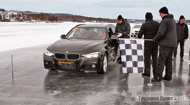 Третья часть испытаний проходила на льду озера Стурщён (Storsjön) на автомобилях BMW 3-й серии Touring 4x4