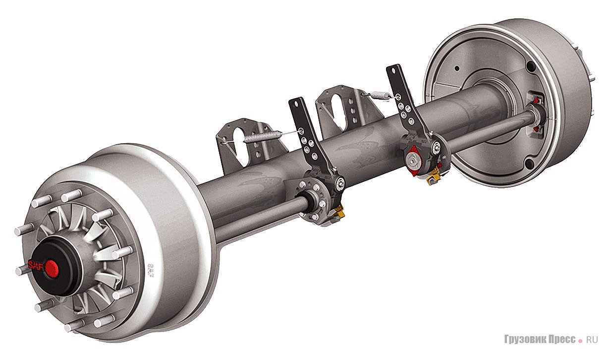 Ступица, интегрированная с барабанным тормозным механизмом, применяемая на тяжёлых грузовиках строительного и внедорожного сегментов