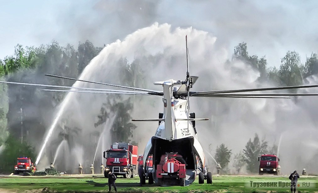 Доставка вертолётом пожарной техники при тушении лесных пожаров