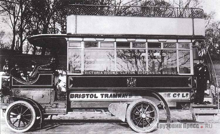 В становлении автомобильно-омнибусного сообщения в Англии решающую роль сыграли немцы, однако и французам нашлось место под британским туманом. Двухэтажный автобус на шасси Berliet CAO в Бристоле, 1913 г.