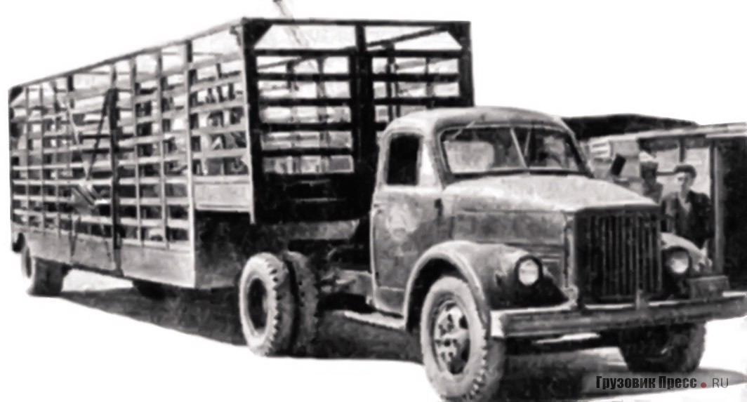 Низкорамный полуприцеп-фургон каркасного типа производства Минского городского автотреста в паре с поздним ГАЗ-51П. Белоруссия, конец 1960-х