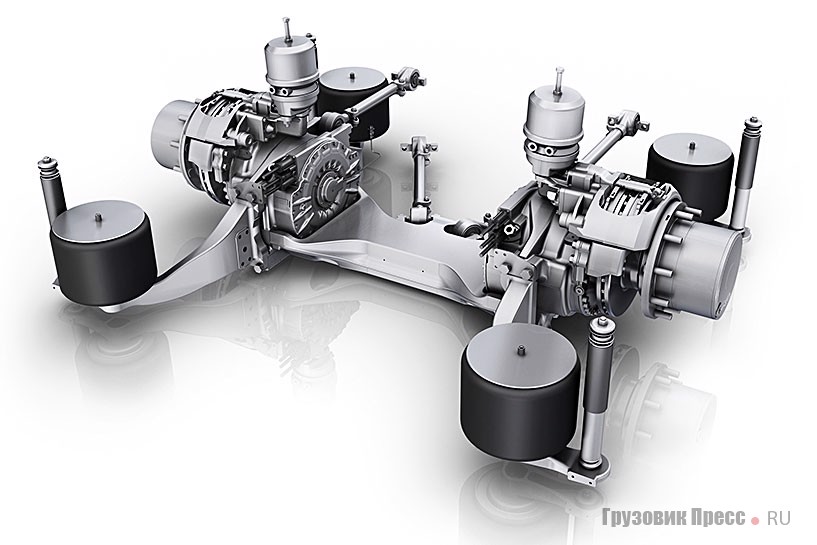 Основа многих европейских электробусов – портальный мост ZF AxTrax AVE 130 Elektric Portal Axle с двумя асинхронными тяговыми электродвигателями мощностью 2х125 кВт