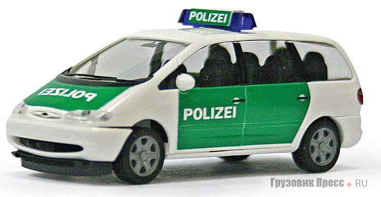 Уменьшенный в 87 раз минивэн [b]Ford Galaxy Polizei Deutschland[/b] от фирмы Herpa (#042949)