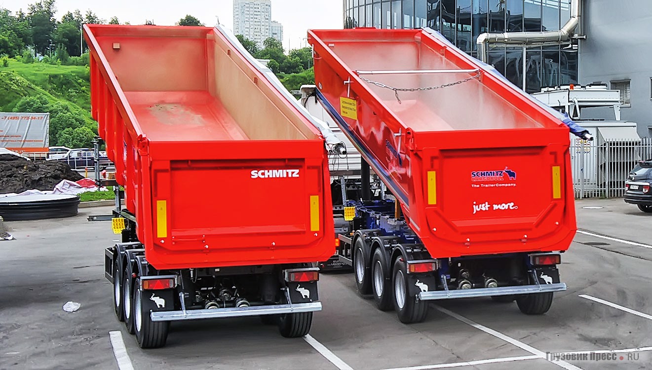 У двух самосвальных моделей [b]Schmitz Cargobull[/b] похожие решения, но разная конструкция