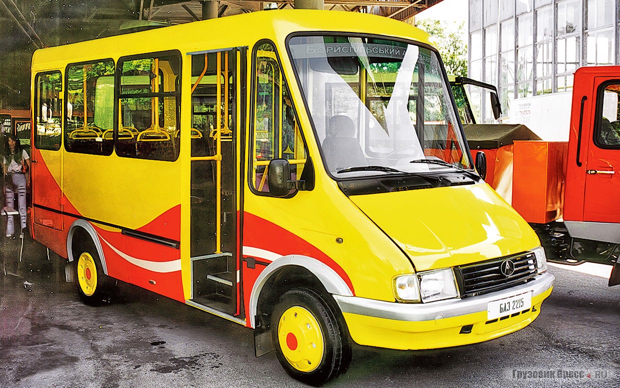[b]Микроавтобус БАЗ-2215 «Дельфин»[/b], разработанный на базе «ГАЗели» ГАЗ-3302 ещё в середине 1990–х НТЦ «Автополипром Ltd»,  несколько месяцев в конце 2003 года выпускался на Бориспольском автозаводе, а в 2004 году его производство было перенесено в Чернигов