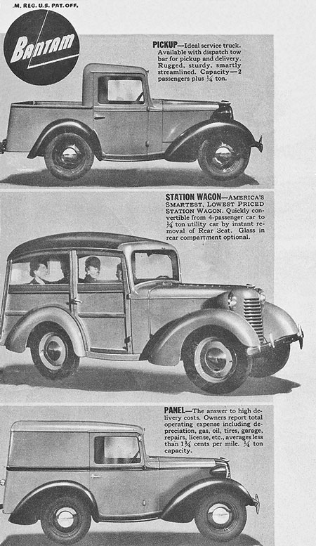 Производственная программа American Bantam. До июня 1940 г. компания выпустила 6700 автомобилей, в том числе и коммерческого назначения