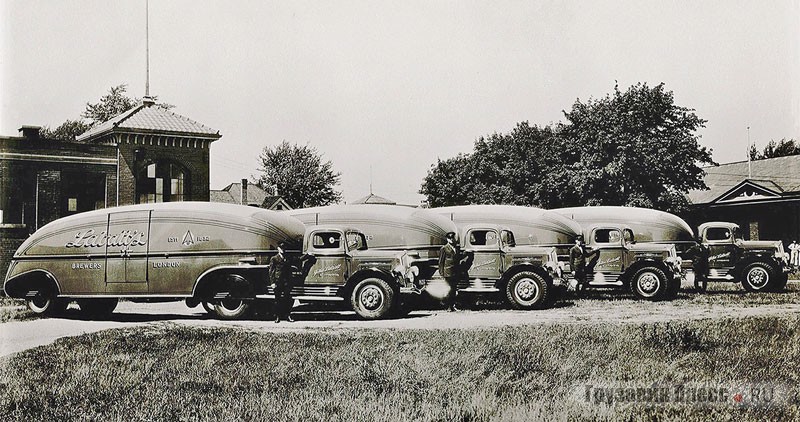 К 1936 году пиво Labbat’s развозило 66 автопоездов в составе тягачей White и полуприцепов Fruehauf с кузовами Smith Bros. Среди них – и четыре аэродинамических автопоезда по проекту Сахновского