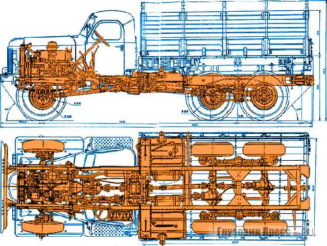 Схема шасси ЗИЛ-157