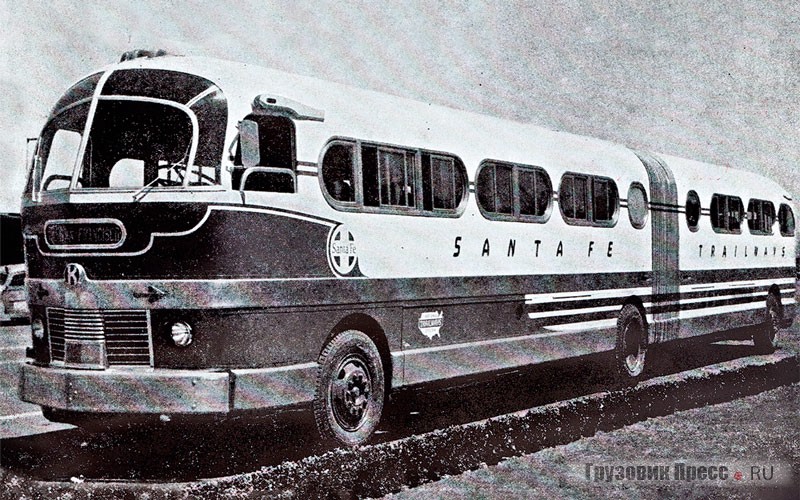 Первый в мире междугородный сочленённый автобус Kaiser Coach для компании Santa Fe Trail Transportation Co.