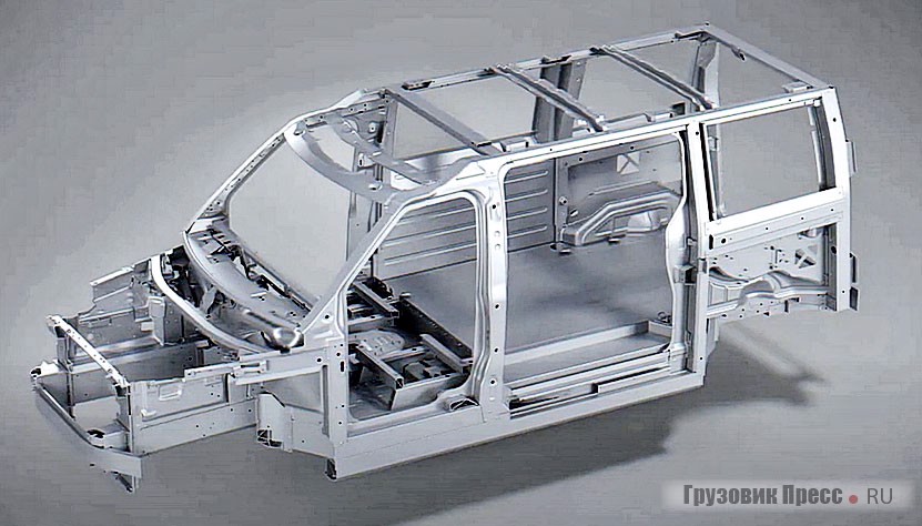 Склеенный из алюминиевых экструзий каркас кузова на треть легче стального и компенсирует 400 кг веса электрической батареи с жидкостным охлаждением