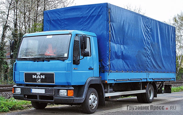 Бортовой грузовик [b]MAN 8.163 серии L2000[/b] полной массой 7,49 т, 1993 г.