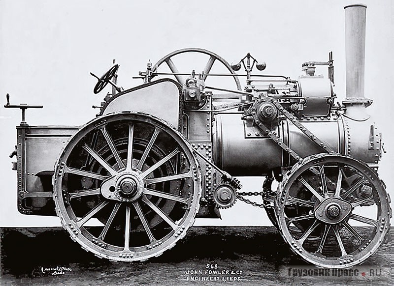 Построенный по американскому патенту английский рутьер Fowler Road Locomotive (Compound Engine N°4920) с приводом на все колёса. 1885 г.
