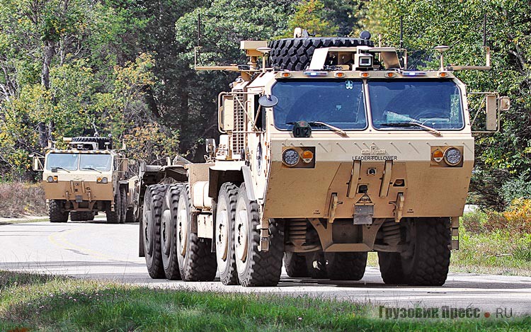 Технология беспилотных наземных транспортных средств (UGV) компании Oshkosh Defense давно предлагается заказчикам. На фото тактические автомобили Oshkosh PLS, оборудованные в рамках программы в рамках программы Expedient Leader Follower (ExLF). Зарубежные источники сообщают, что поставки могут составить более 200 комплектов – это, кстати, сопоставимо с годовым выпуском СКШТ на Брянском автомобильном заводе