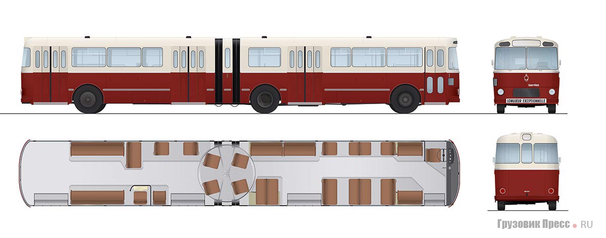   Схема автобуса Berliet PH 180. Иллюстрации – Борис Петухов	 