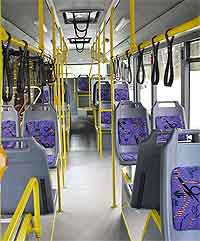 Дизайн салона автобуса Волжанин, несмотря на пестроту, оставляет очень приятное впечатление