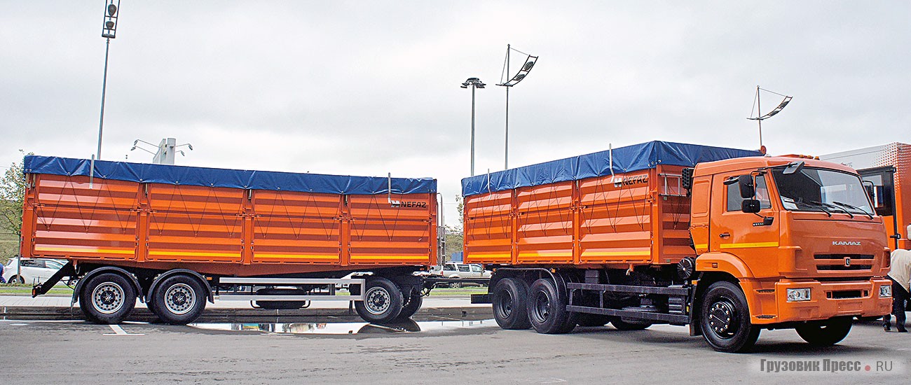 Автопоезд-зерновоз СЗАП-6385С с прицепом СЗАП-83053 на шасси КАМАЗ-65115 (6х4)