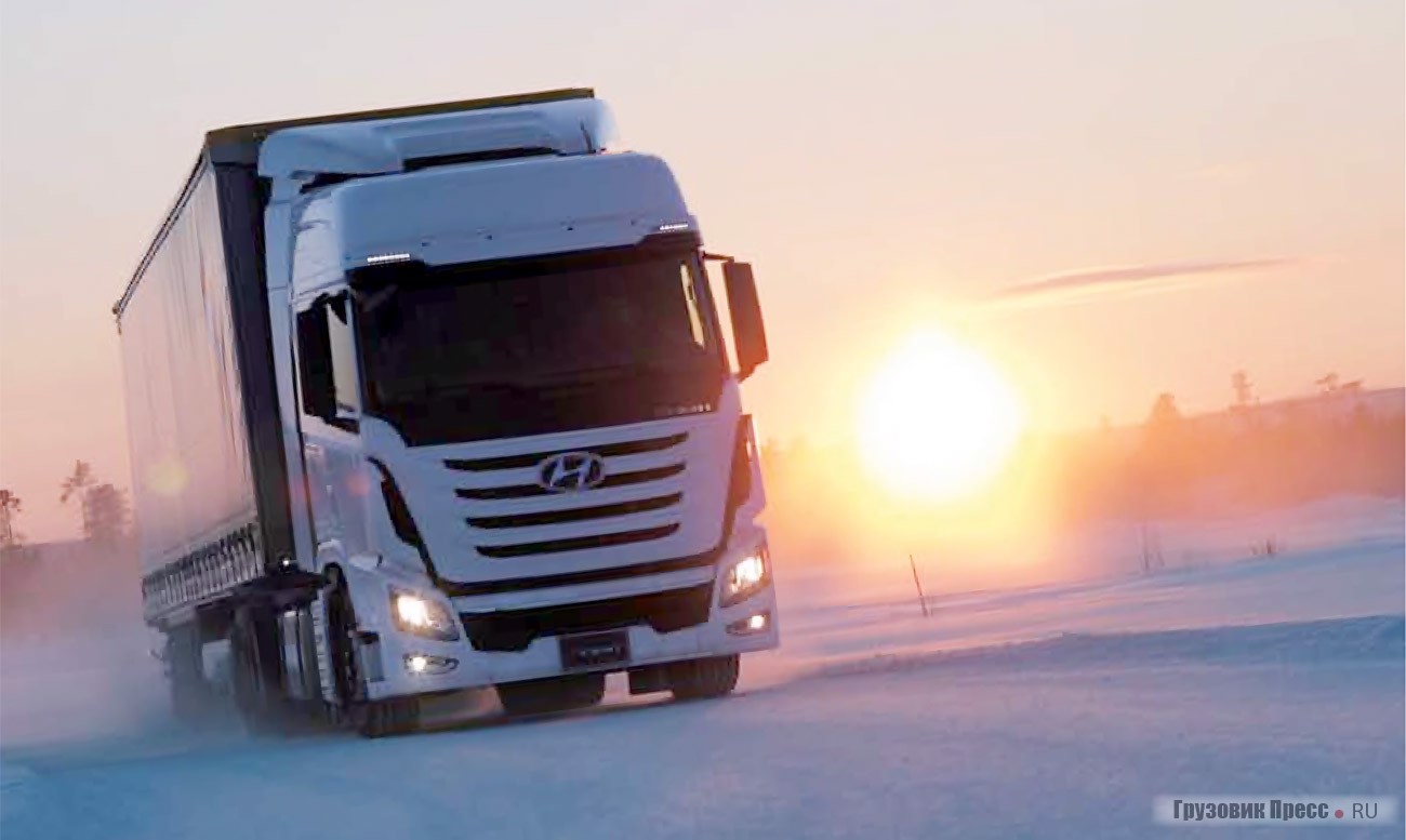 На этапе испытаний грузовик Xcient тестировали в самых северных точках Финляндии при экстремально низких температурах