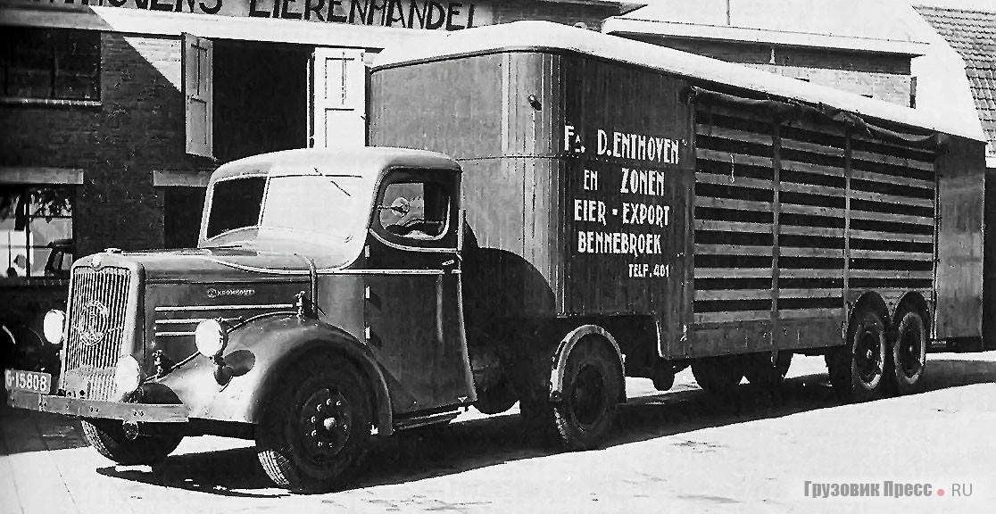 Седельный тягач Kromhout T-4 с полуприцепом для перевозки куриных яиц, 1935 г.